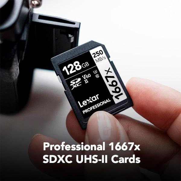 Lexar Professional 1667x 128GB SDXC UHS-II Card, até 250MB/s Read, para Fotógrafo Profissional, Cinegrafista, Entusiasta (LSD128CBNA1667) Imagem de Lexar Professional 1667x 128GB SDXC UHS-II Card, até 250MB/s Read, para Fotógrafo Profissional, Cinegrafista, Entusiasta (LSD128CBNA1667)