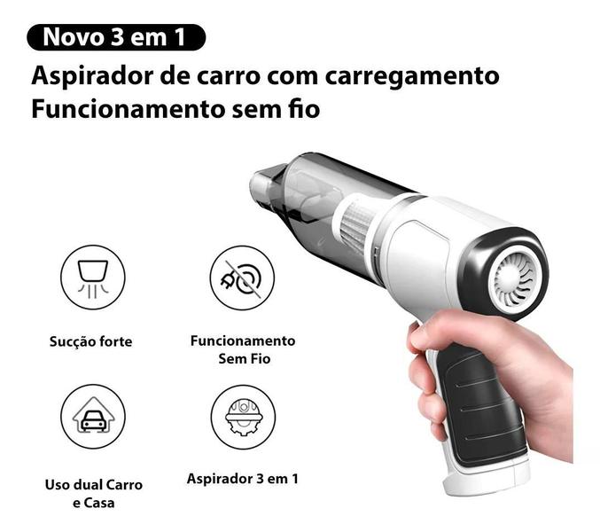 Imagem de Liberte-se dos Cabos: Aspirador de Pó Portátil Sem Fio Recarregável para Carro e Carpete