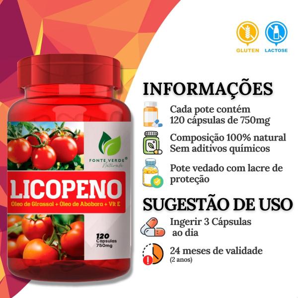 Imagem de Licopeno + Óleo de Girassol + Óleo de Abóbora +Vit. E 120 Cáps - Fonte Verde