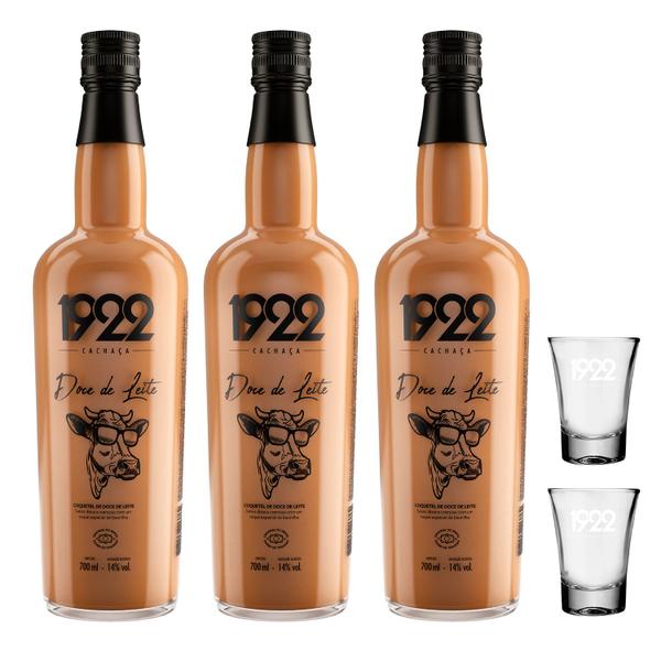 Imagem de Licor de Doce de Leite 1922 700ml 3 Unidades + 2 Copos