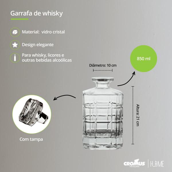 Imagem de Licoreira Garrafa Decorativa 850 ml de Cristal para Whisky