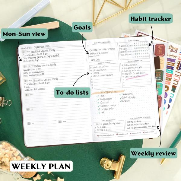 Imagem de Life Planner Legend Planner Weekly Monthly A5 Marrom escuro