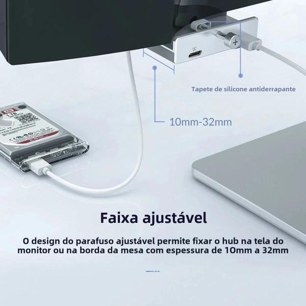 Imagem de Liga De Alumínio Preta 6-em-1 USB 3.0 HUB 5 Gbps Clip Dock Com Slot Para Cartão TF Para Laptop