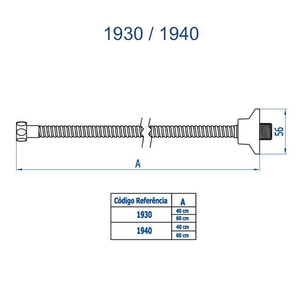 Imagem de Ligação Flexível 40cm Preto Brilhante 1/2 pol. 1930 BL Fani