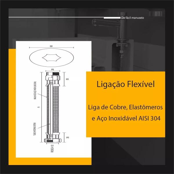 Imagem de Ligação Flexível Com Maior Vazão Para Água 30cm Kit C/2