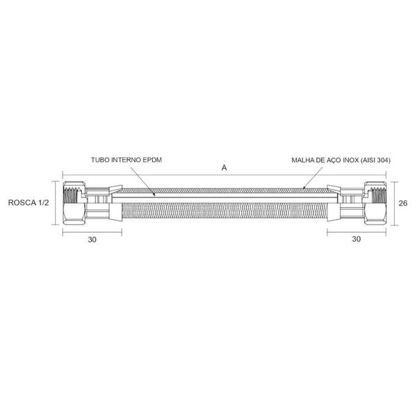 Imagem de Ligação Flexível para Água de Aço Inox 60cm - Blukit