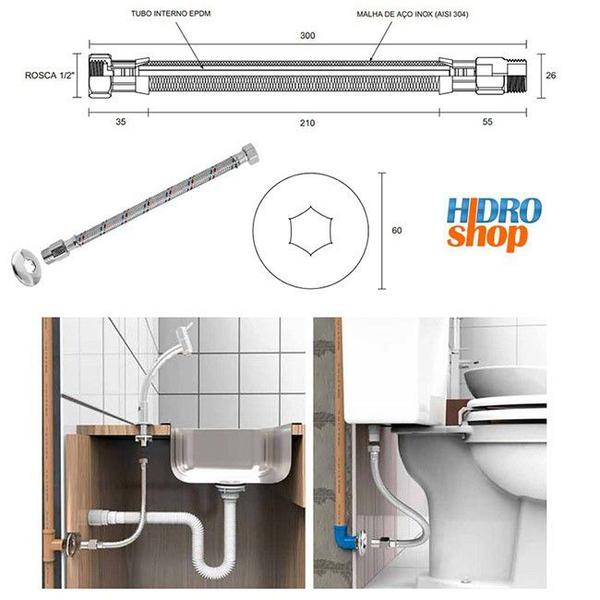 Imagem de Ligação Flexível para Água MxF 1/2 x 25 Cm - 250106