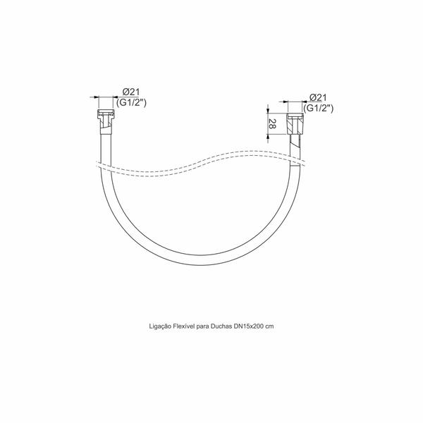 Imagem de Ligação Flexível Para Ducha Dn15X200Cm