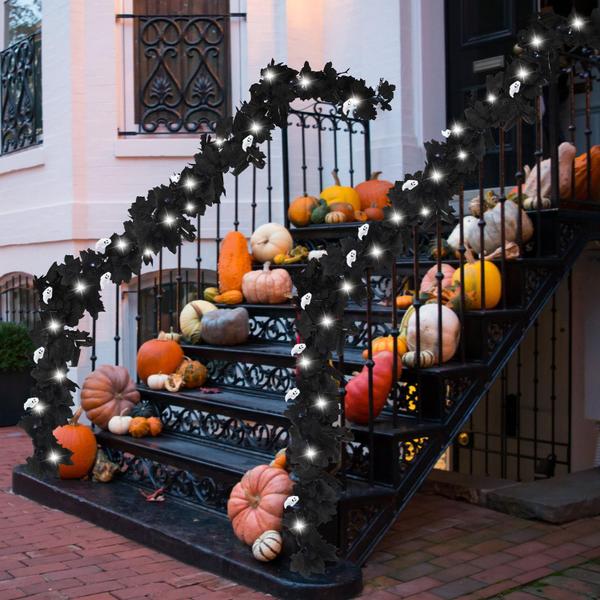 Imagem de Lighted Halloween Fall Leaf Garland VIHOSE 11,5 pés, 2 unidades