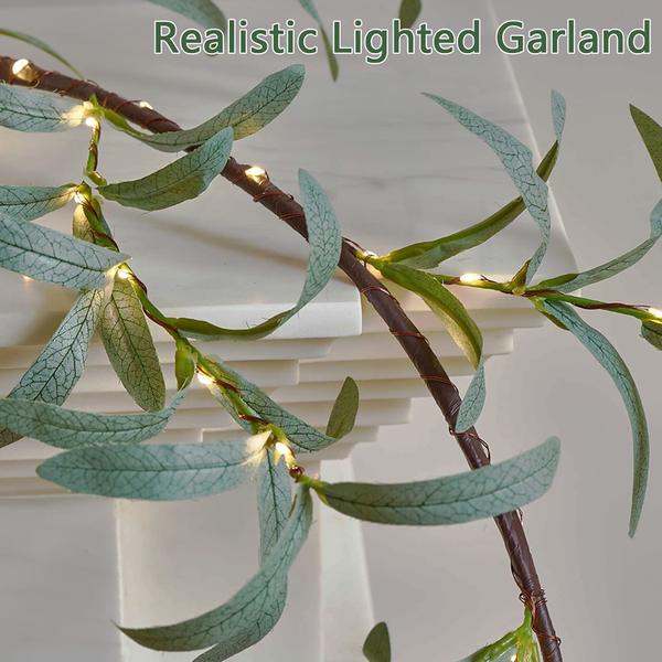 Imagem de Lighted Olive Garland Fudios 96 LED Fairy Lights 6 pés com temporizador