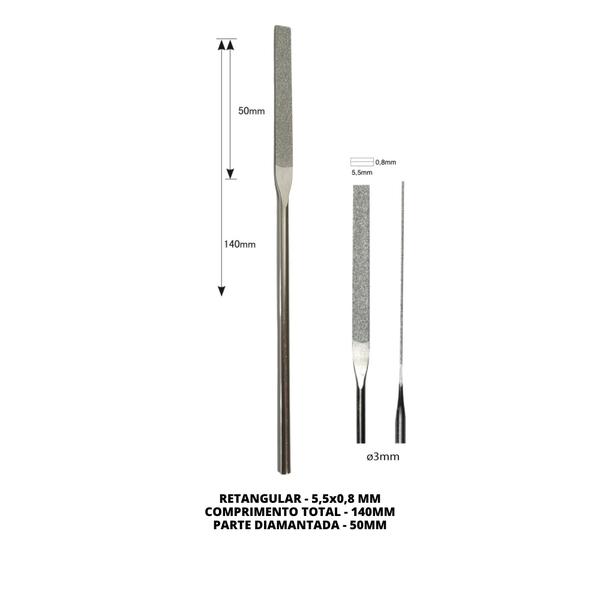 Imagem de Lima Diamantada Individual Reta Retangular 140mm