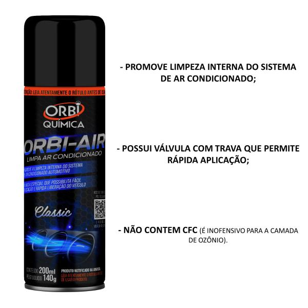 Imagem de Limpa Ar Condicionado Higienização Automotiva Aroma Classic Kit com 6 - Orbi Química