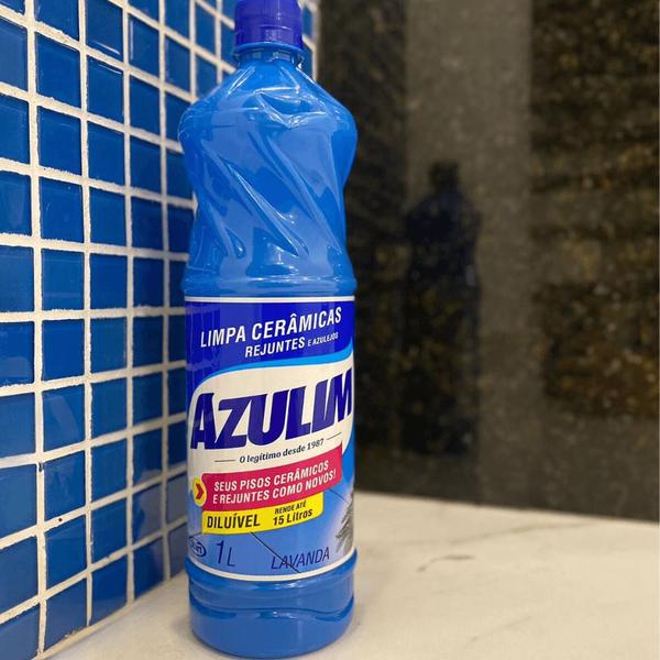 Imagem de Limpa Cerâmica Lavanda Azulim 1 litro - Limpeza poderosa para azulejos e rejunte, ideal para banheiros e cozinhas