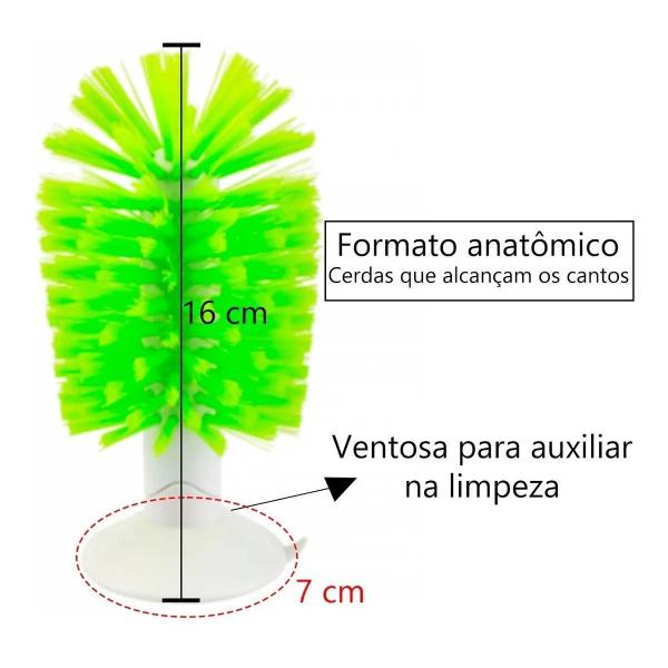 Imagem de Limpa Copo Taças Escova Esponja Pia Fixação Ventosa Prático