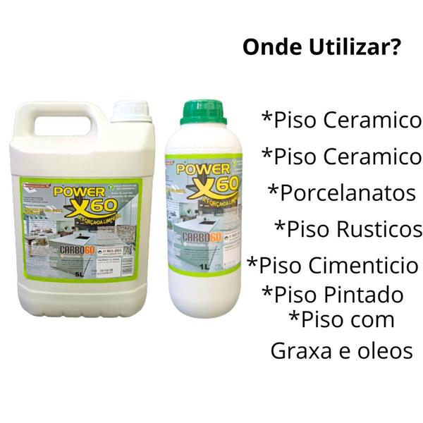 Imagem de Limpa Pisos Limpeza Pesada Power X60 1L A força da Limpeza Pesada Carbo60 Desengordurante Uso Geral