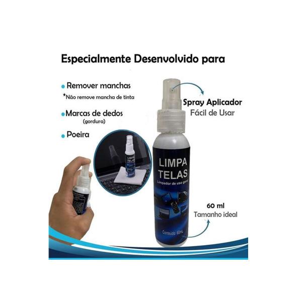 Imagem de Limpa telas LCD, Plasma, led, TV e Tablets Limpador Uso geral 60ml