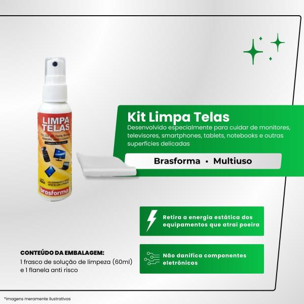 Imagem de Limpa Telas Spray 60ml Com Flanela Brasforma ALT0.2 