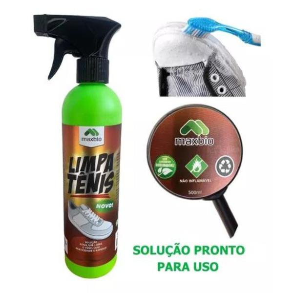 Imagem de Limpa tênis spray limpador a seco limpeza fácil maxbio 500ml