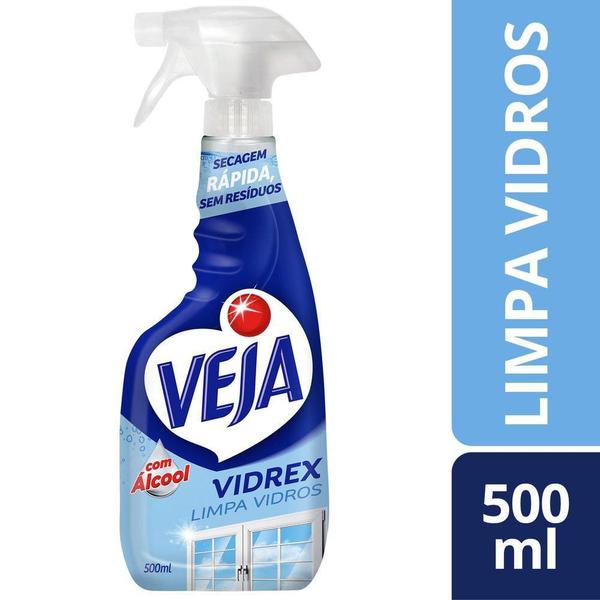 Imagem de Limpa Vidro Líquido Veja Vidrex Frasco 500Ml Borrifador