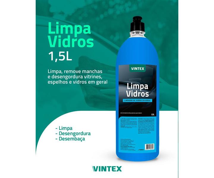 Imagem de Limpa Vidros Desengordura Desembaça Espelhos Vitrines 1,5l Vintex Vonixx