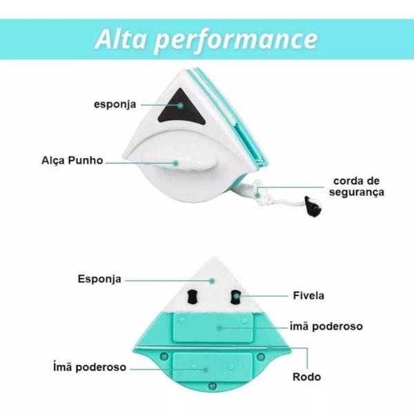 Imagem de Limpa-vidros Magnético de Dupla Face - Não Elétrico, Fácil de Usar para Vidros de Camada Única até 5mm de Espessura