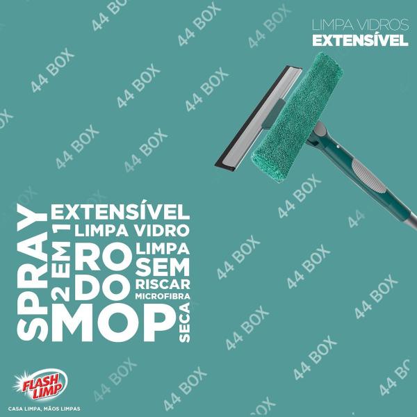 Imagem de Limpa Vidros Rodinho Cabo Extensível 360 Rotativo Flash Limp + 01 Refil Extra