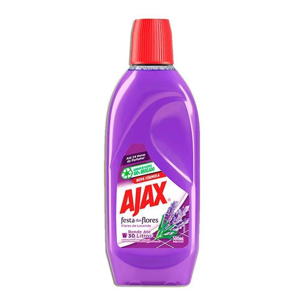 Imagem de Limpador Ajax Festa Das Flores De Lavanda 500Ml Kit 10