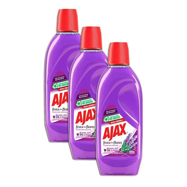 Limpador Ajax Festa Das Flores De Lavanda 500Ml Kit 3 Imagem de Limpador Ajax Festa Das Flores De Lavanda 500Ml Kit 3