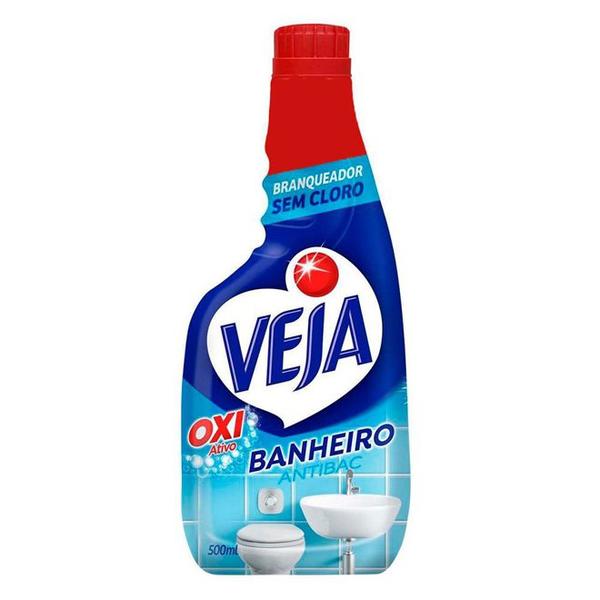 Limpador Branqueador Banheiro Oxi Antibac Ativo Refil 500Ml Veja Imagem de Limpador Branqueador Banheiro Oxi Antibac Ativo Refil 500Ml Veja