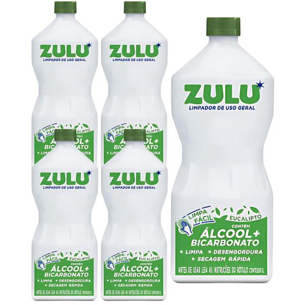 Imagem de Limpador com bicarbonato de uso geral 1l eucalipto zulu kit 5 frascos