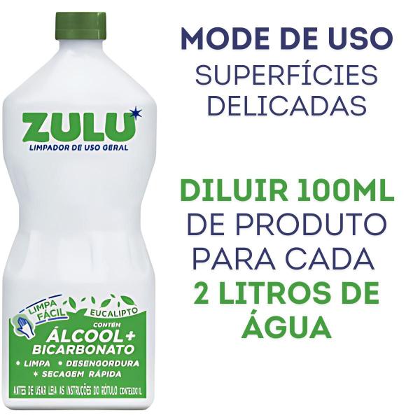 Imagem de Limpador com bicarbonato de uso geral 1l eucalipto zulu kit 5 frascos