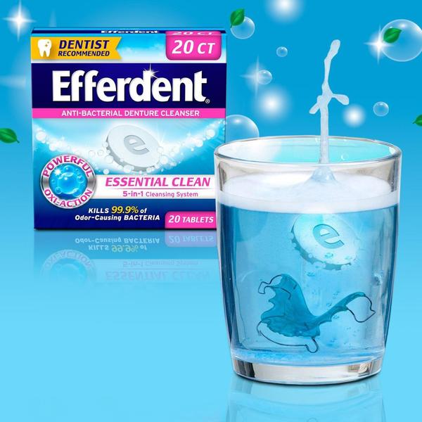 Imagem de Limpador de Dentadura Antibacteriano Efferdent com 20 Tabletes