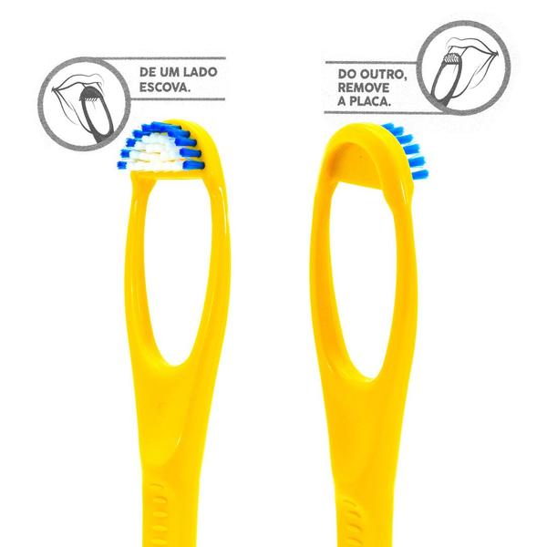 Imagem de Limpador de Língua Com Cerdas e Raspador Hálito Fresco DentalClean