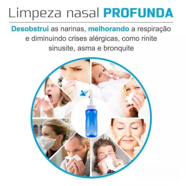 Imagem de Limpador De Nariz/lavagem Nasal Eficiente 300ml 2 Bicos