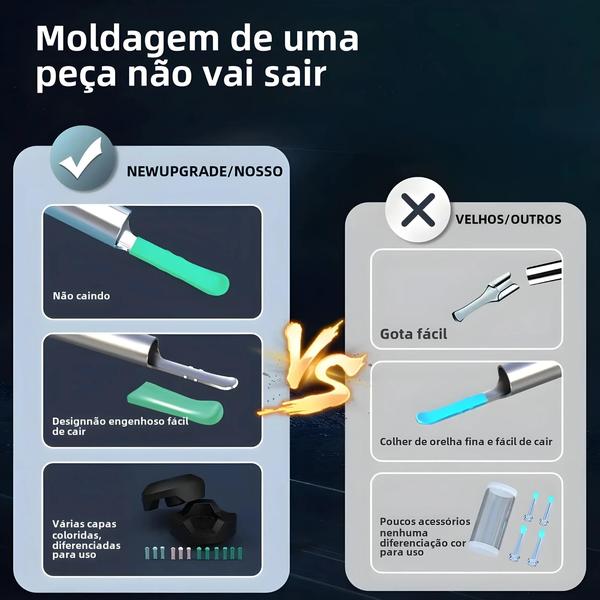 Imagem de Limpador de Ouvido Sem Fio HD com Câmera e 6 Luzes LED - Ferramenta para Remoção de Cera