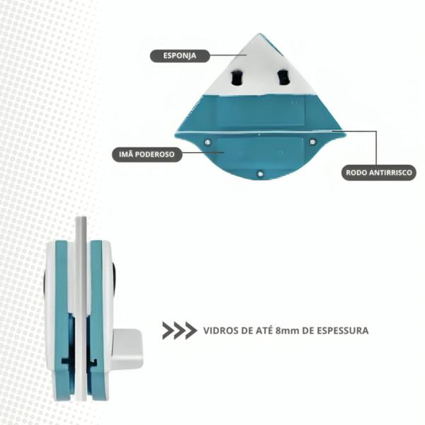 Limpador de Vidros Dupla Face com Ímã Super Poderoso - FSS Variedades Imagem de Limpador de Vidros Dupla Face com Ímã Super Poderoso