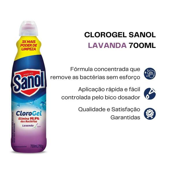 Imagem de Limpador Desinfetante Clorogel Sanol Lavanda 700ml