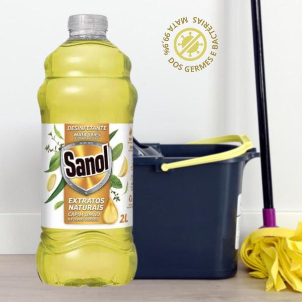 Limpador Desinfetante Extratos Naturais Capim Limão Sanol 2L - Plush Sanol Imagem de Limpador Desinfetante Extratos Naturais Capim Limão Sanol 2L