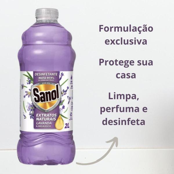 Limpador Desinfetante Extratos Naturais Lavanda Sanol 2L - Plush Sanol Imagem de Limpador Desinfetante Extratos Naturais Lavanda Sanol 2L