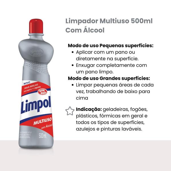 Imagem de Limpador Multiuso Álcool Limpol 500Ml Seca Rápido Bombril