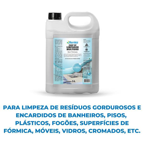 Imagem de Limpador Multiuso Chef-SP Sem Perfume 5 Litros Renko Limpeza Profissional Alto Rendimento