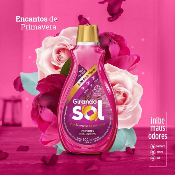 Limpador Perfumado Encantos Da Primavera Girando Sol 500Ml, Higienizador Multiuso Perfumado, Rosa, Perfumação Prolongada Imagem de Limpador Perfumado Encantos Da Primavera Girando Sol 500Ml, Higienizador Multiuso Perfumado, Rosa, Perfumação Prolongada