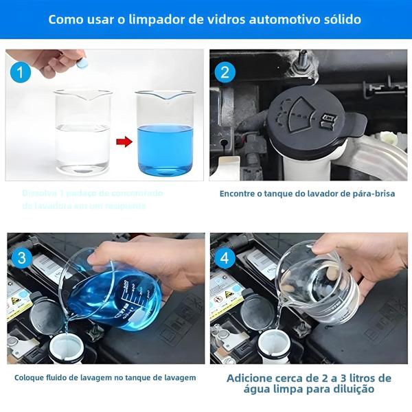 Imagem de Limpador Universal de Para-brisa 2024 - Tablet Efervescente e Spray de Água