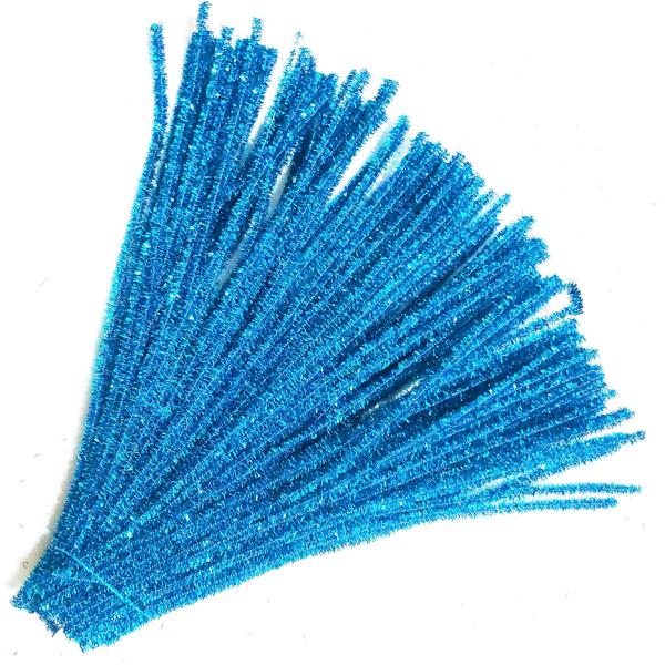 Imagem de Limpadores de cachimbo Carykon Glitter Tinsel 30 cm, azul claro, 200 unidades