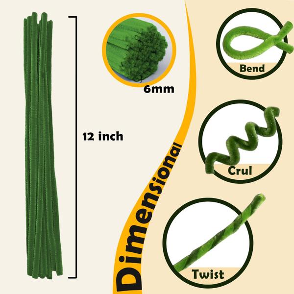 Imagem de Limpadores de cachimbo HARMOSO Green 200 unidades para artesanato com kit de flores