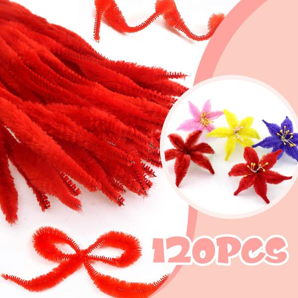 Imagem de Limpadores de cachimbo TOAOB Bump Red Chenille Stems 30 cm x 30 cm 120 unidades