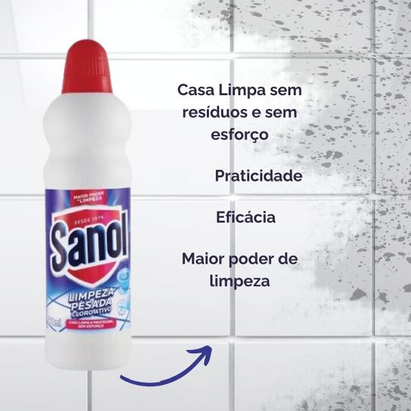 Imagem de Limpeza Pesada Cloro Ativo Casa Cozinha Banheiro Sanol 500ml