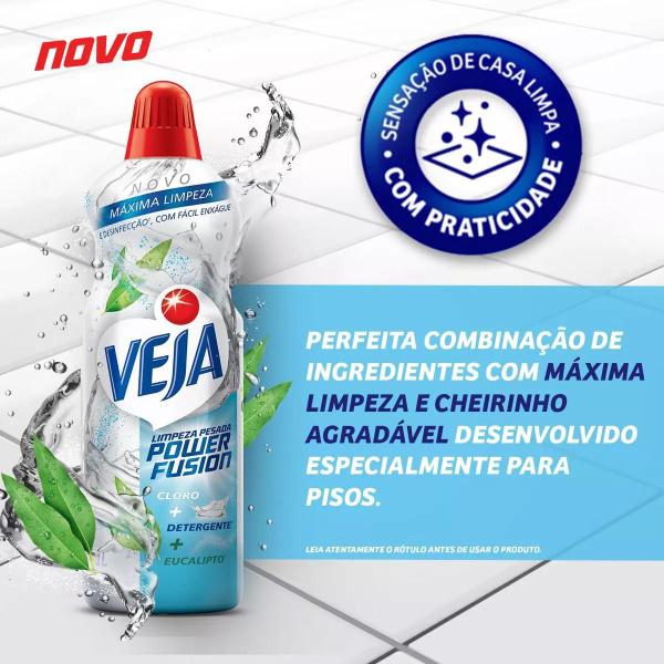 Imagem de Limpeza Pesada Power Fusion Pisos Cloro Eucalipto 500ml Veja