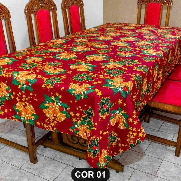 Imagem de Lindíssima Toalha de Mesa Natalina 10 Lugares 3,00m x 1,40m Oxford Estampado