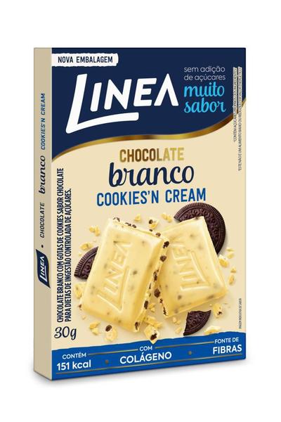 Linea Chocolate Cookies'n Cream Sem Açúcar 30g - 15 Unidades Imagem de Linea Chocolate Cookies'n Cream Sem Açúcar 30g - 15 Unidades